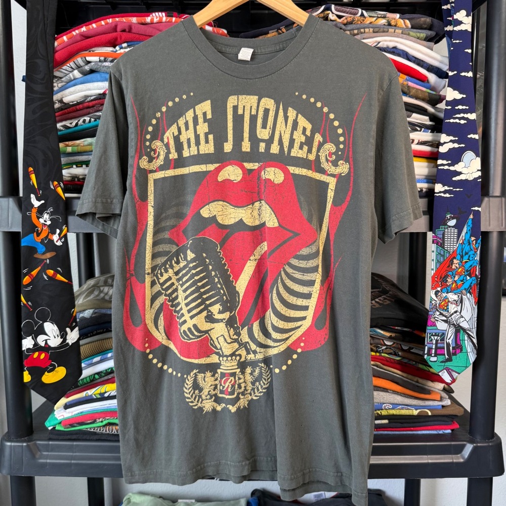 2000s Charcoal The Rolling Stones Graphic T-Shirt Large Light Marks